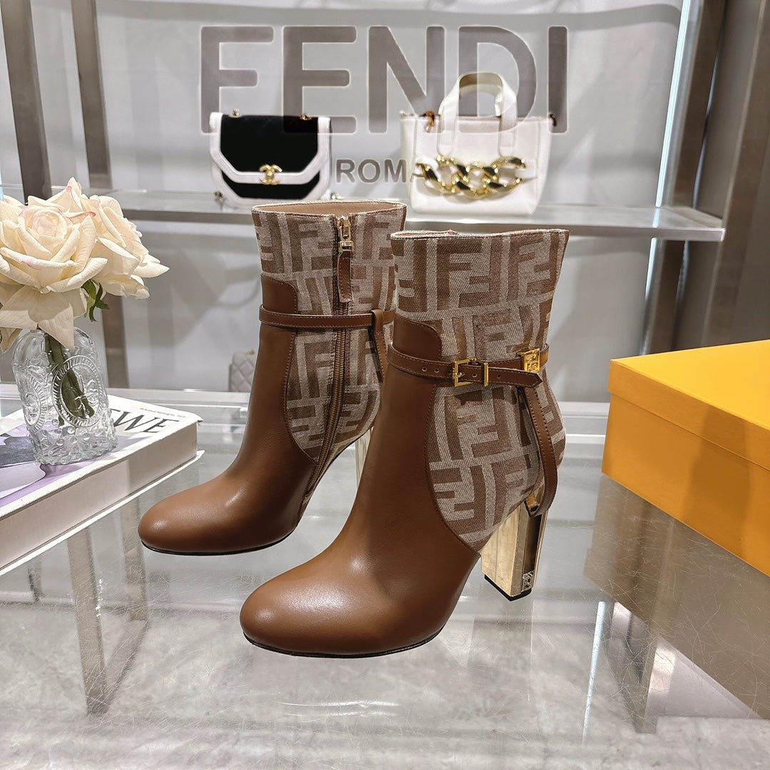 FD Round toe leather Delfina boots 1824111503