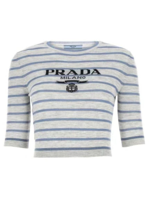 2023 New Slim Blue Gray Striped Short Sleeves PD10062748