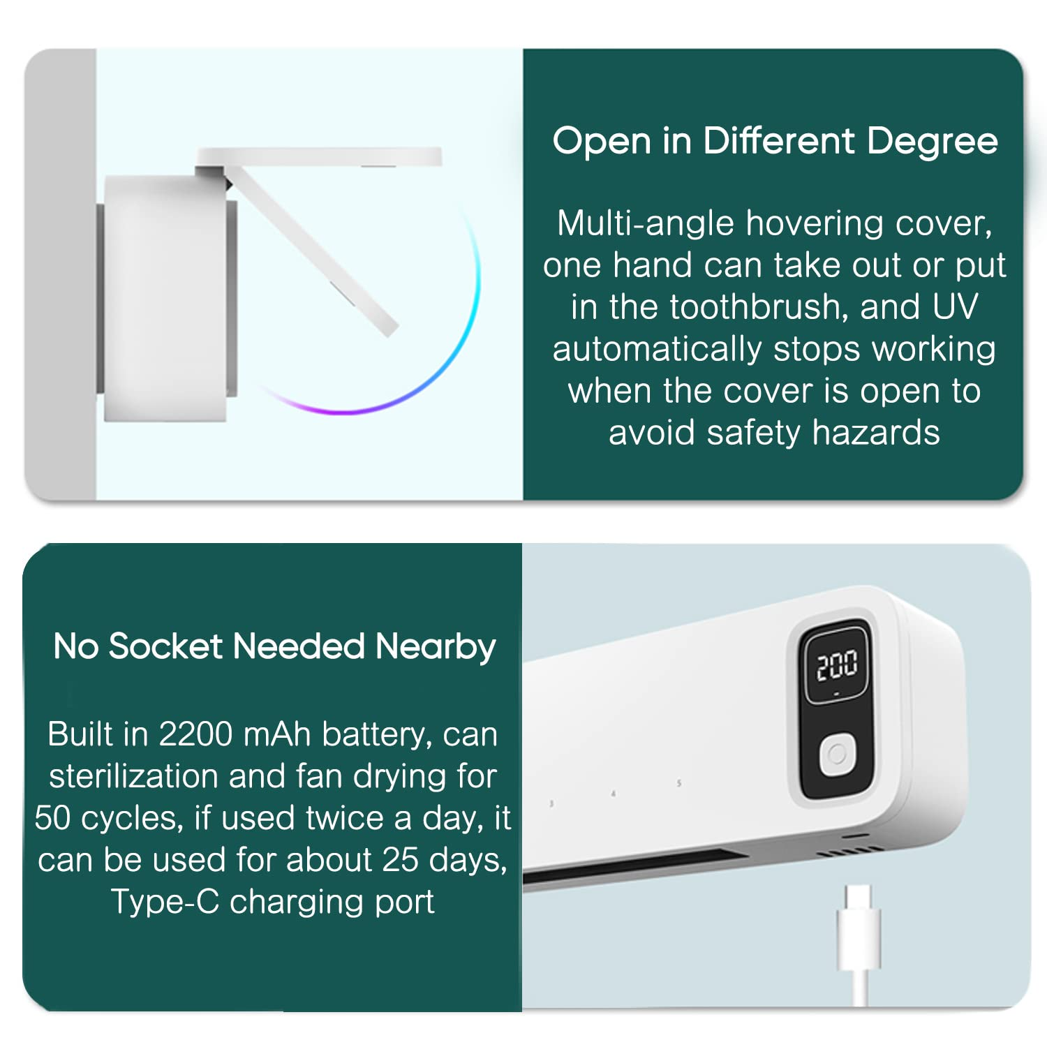 Toothbrush Storage Toothbrush Sterilizer Simple Smart Electric Air Drying Rack Charging UV Storage B