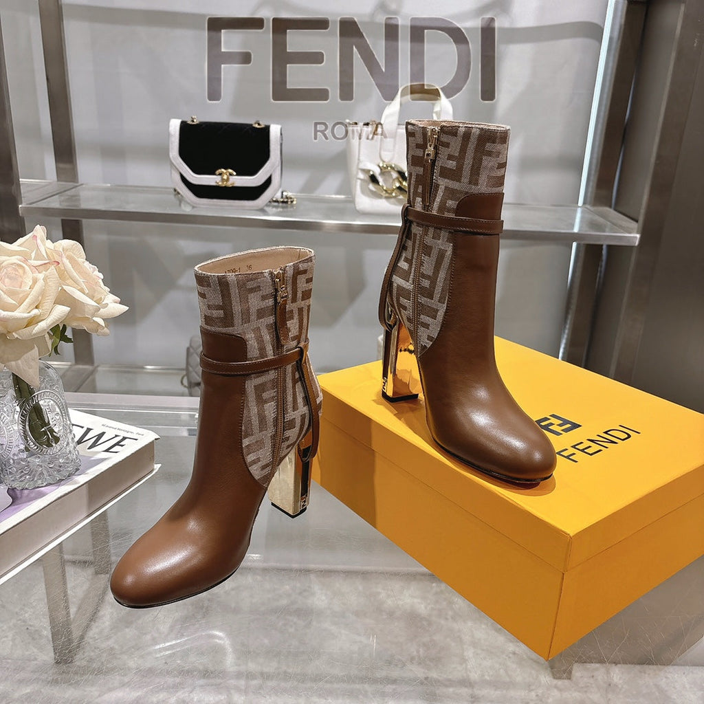 FD Round toe leather Delfina boots 1824111503