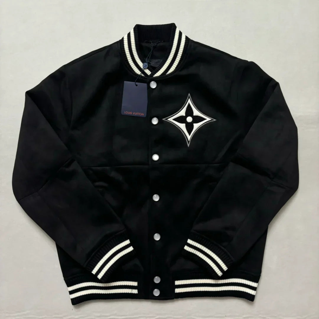 New Unisex Aviator Suede Floral Baseball Jacket 1024101007