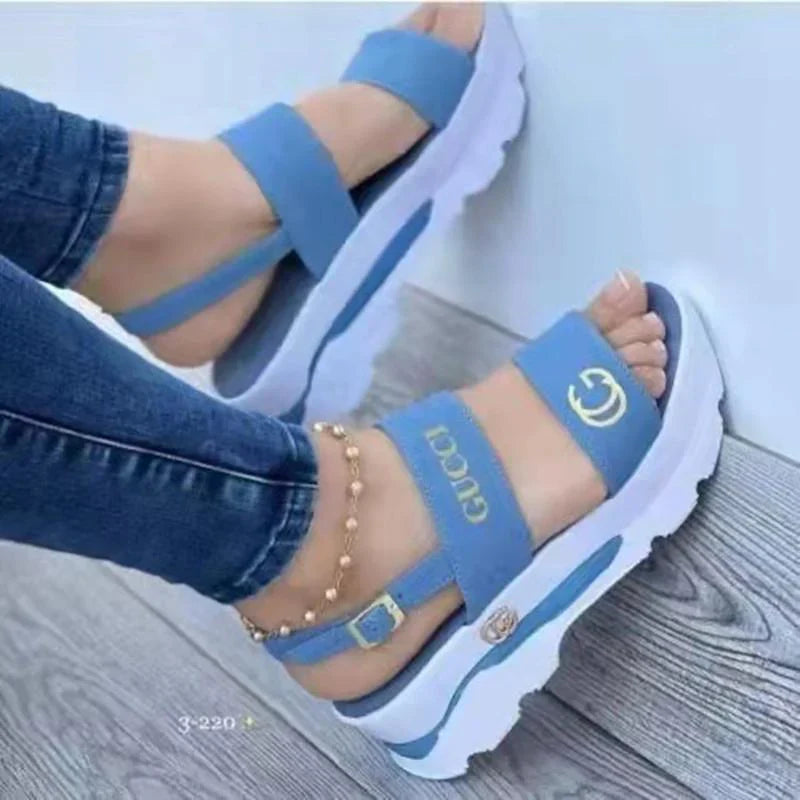 New Round Toe Fish Toe Platform Wedge Sandals 1024041829