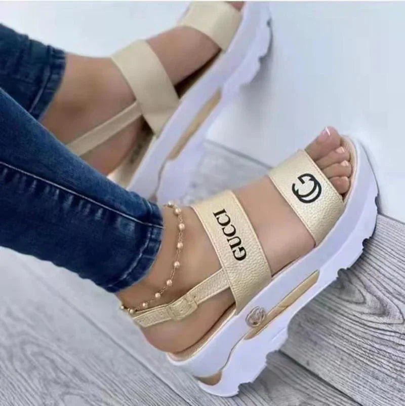 New Round Toe Fish Toe Platform Wedge Sandals 1024041829