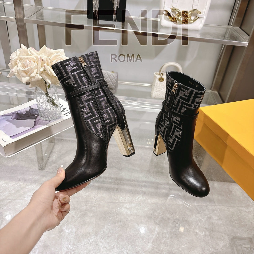 FD Round toe leather Delfina boots 1824111503