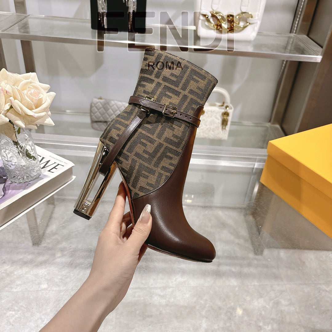 FD Round toe leather Delfina boots 1824111503