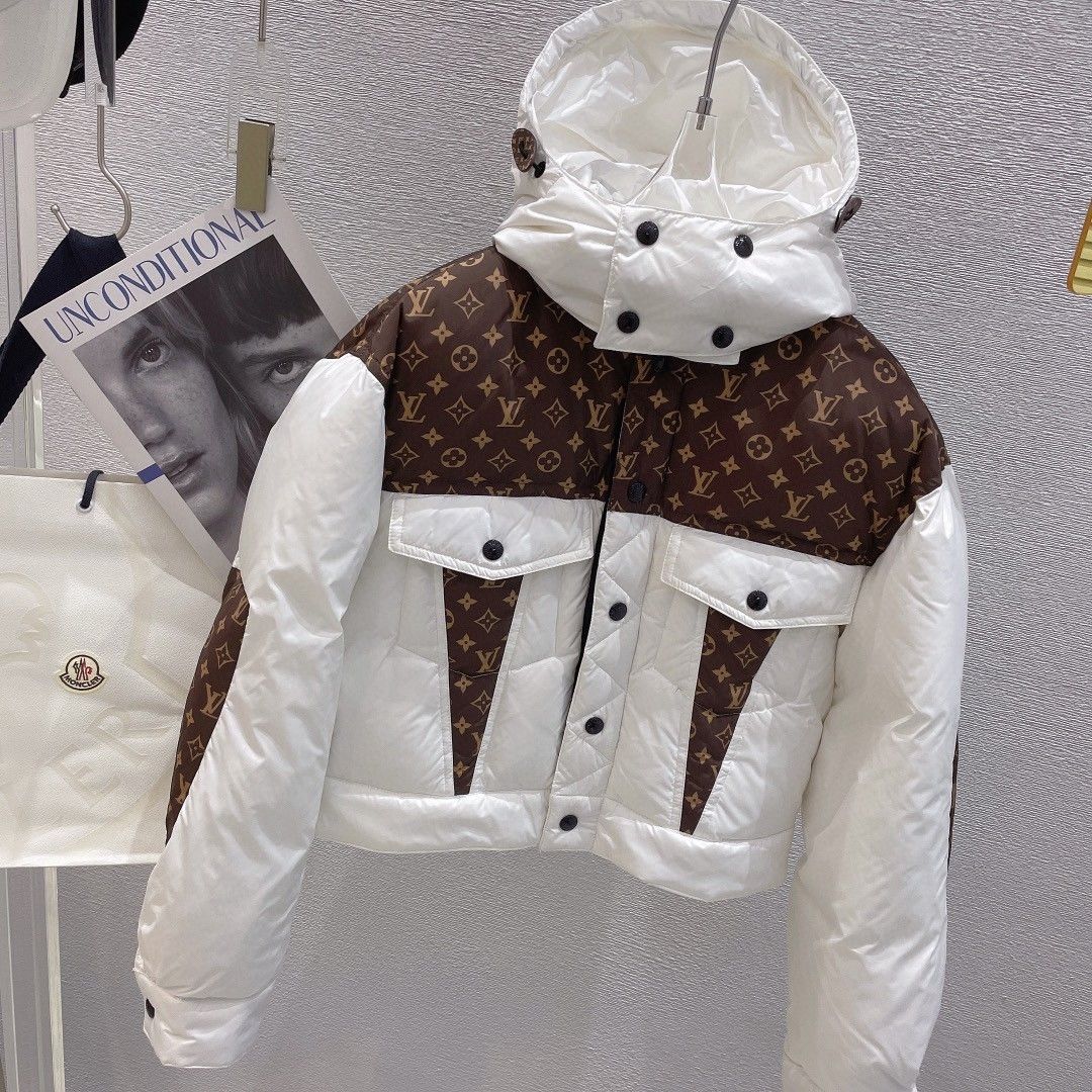 Hooded Stitching Presbyopia Short Down Jacket Casual Warm Plus Velvet Versatile Down Jacket Female Autumn and Winter New
